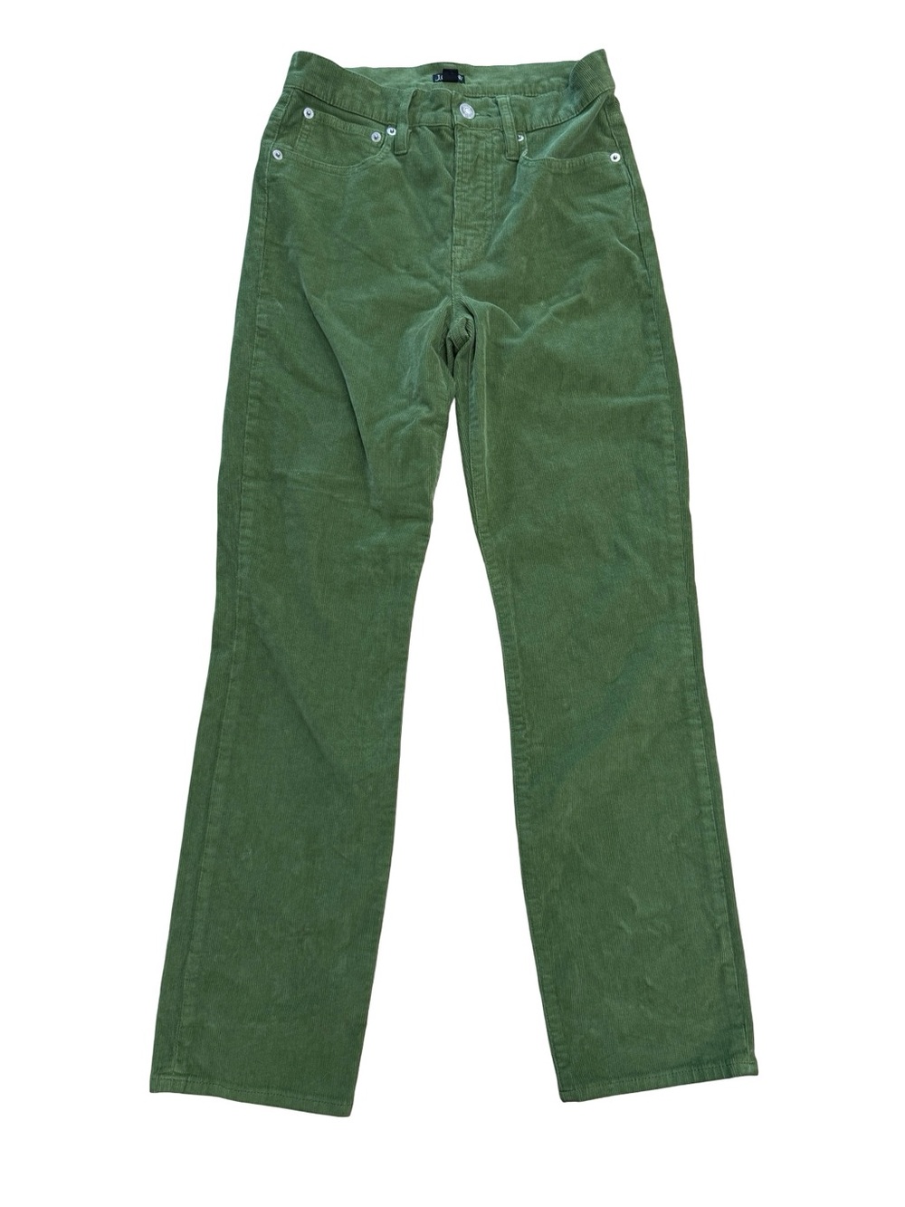 J. Crew Women's Corduroy Essential Straight Pants Green Stretch Preppy Career